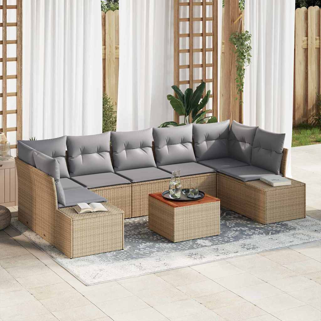 Tuinbankenset met opslag 8 pcs Beige en Licht Grijs poly rattan is nu te koop bij PeponiXL, paradijselijk wonen!