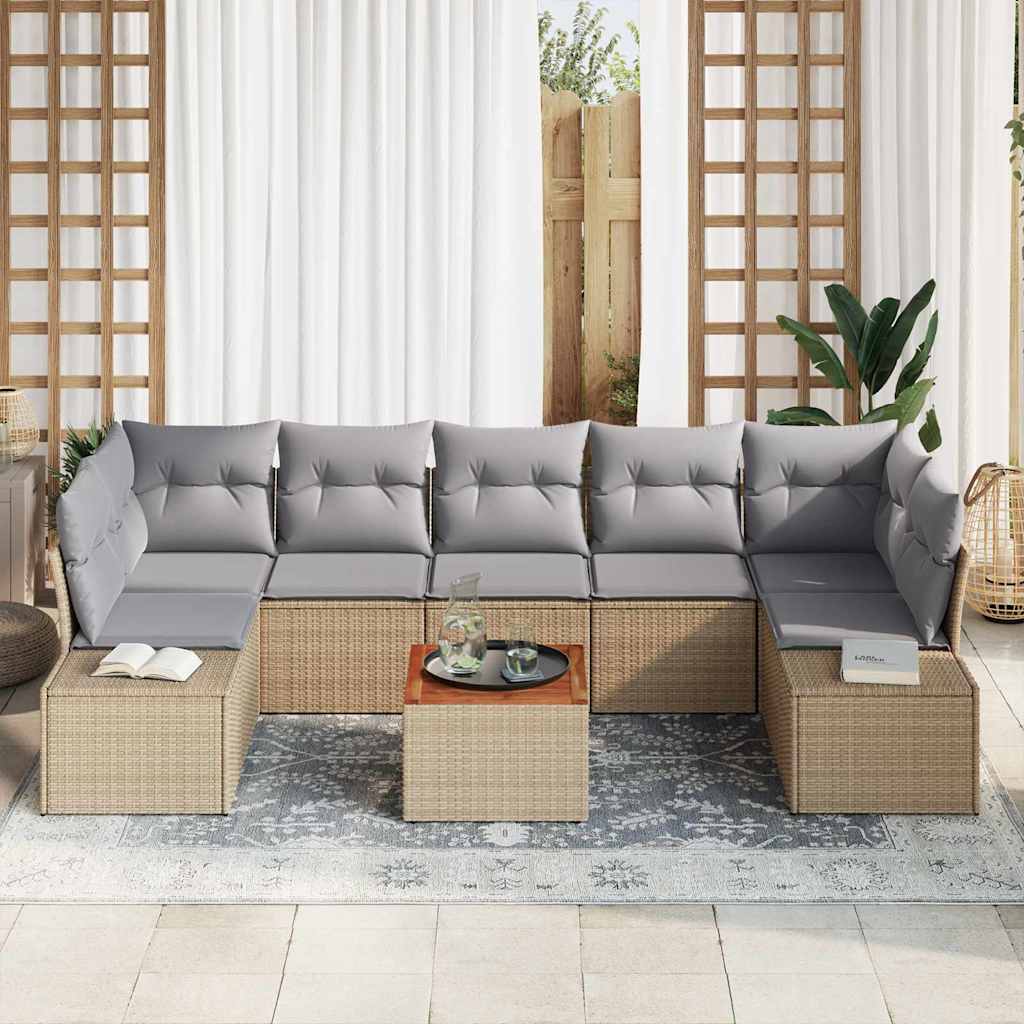 Tuinbankenset met opslag 8 pcs Beige en Licht Grijs poly rattan is nu te koop bij PeponiXL, paradijselijk wonen!