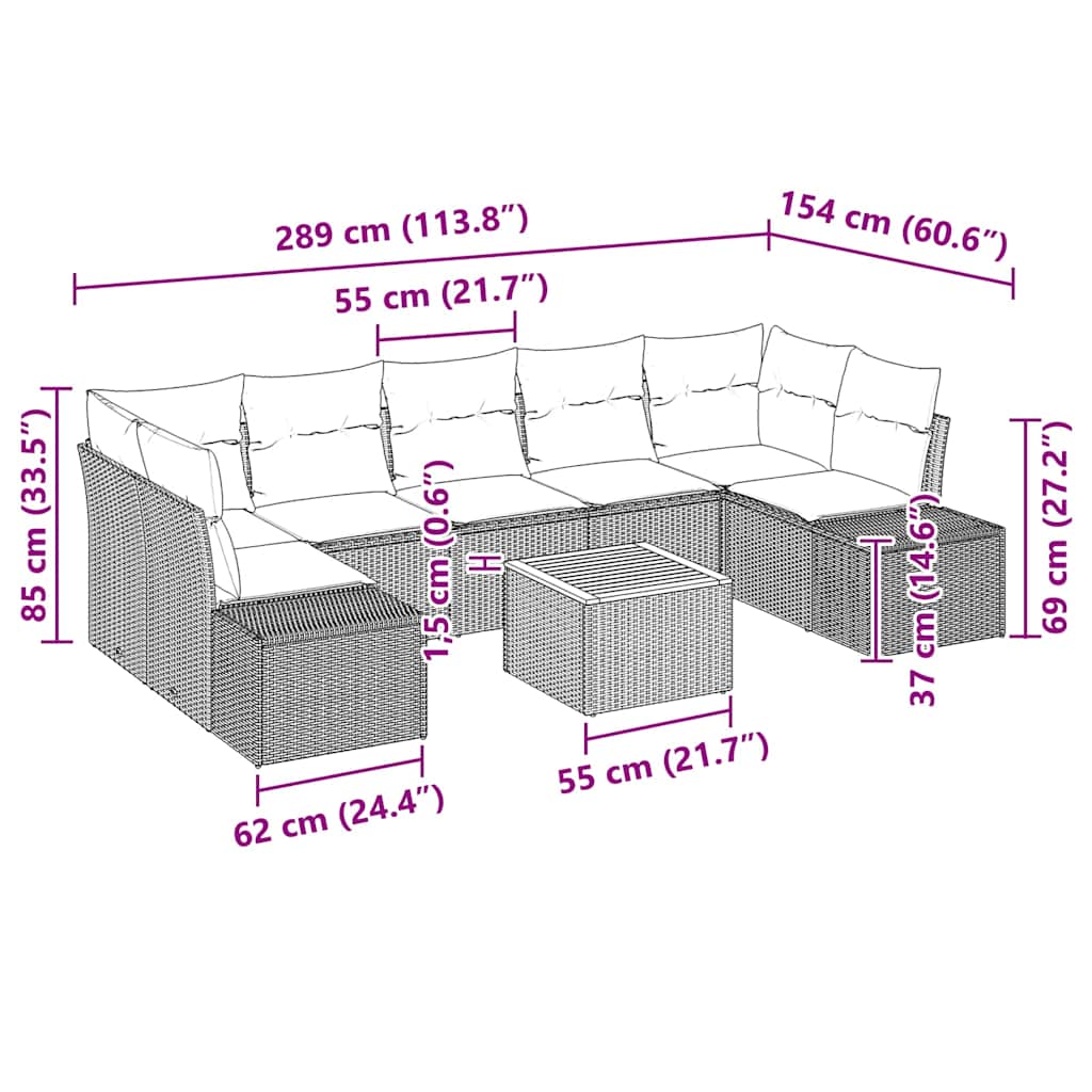 Tuinbankenset met opslag 8 pcs Beige en Crème poly rattan is nu te koop bij PeponiXL, paradijselijk wonen!