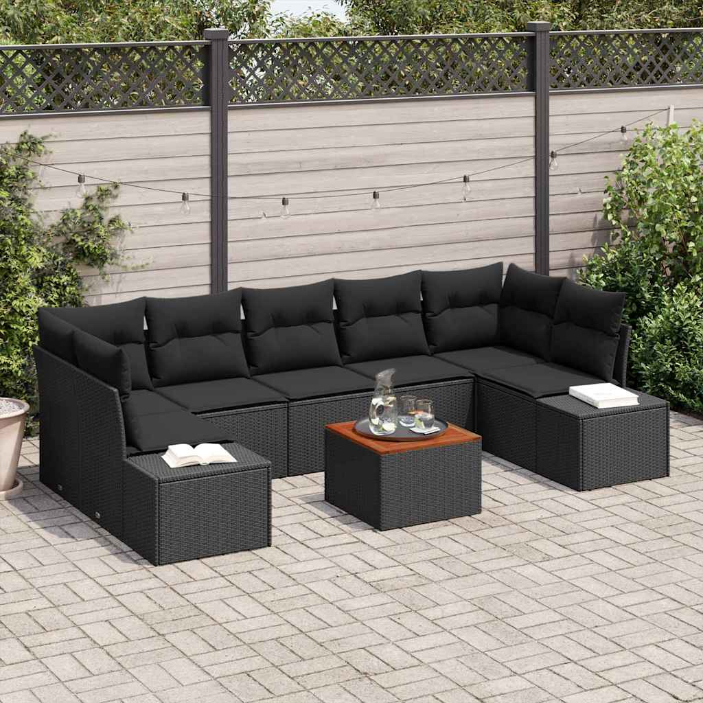 Tuinbankenset met opslag 8 pcs Zwart poly rattan is nu te koop bij PeponiXL, paradijselijk wonen!