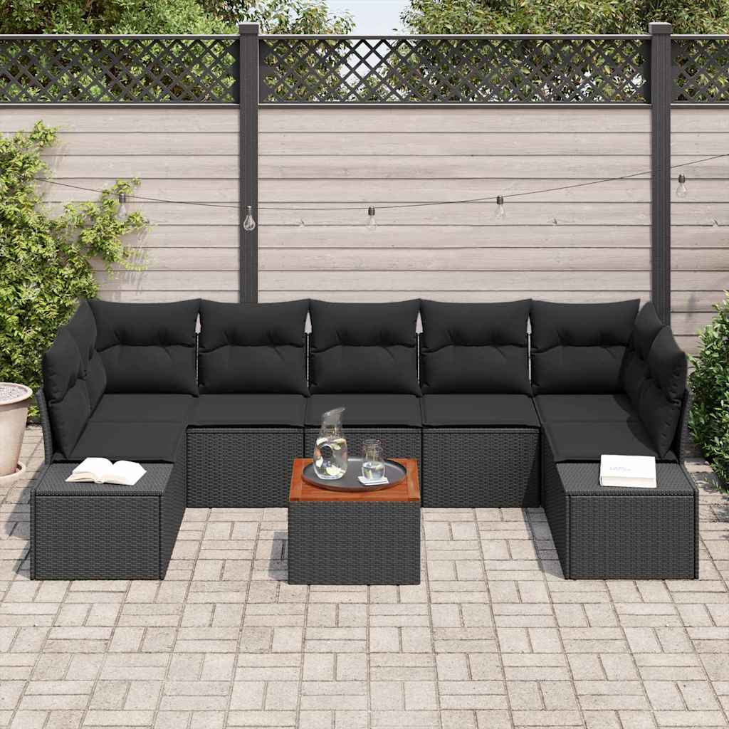 Tuinbankenset met opslag 8 pcs Zwart poly rattan is nu te koop bij PeponiXL, paradijselijk wonen!