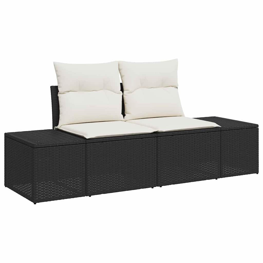 Tuinbankenset met opslag 9 pcs Zwart en Crème poly rattan is nu te koop bij PeponiXL, paradijselijk wonen!