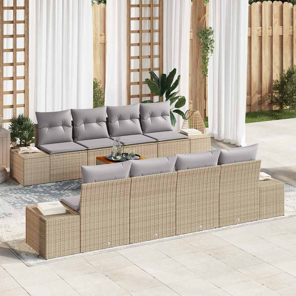 Tuinbankenset met opslag 9 pcs Beige en Licht Grijs poly rattan is nu te koop bij PeponiXL, paradijselijk wonen!