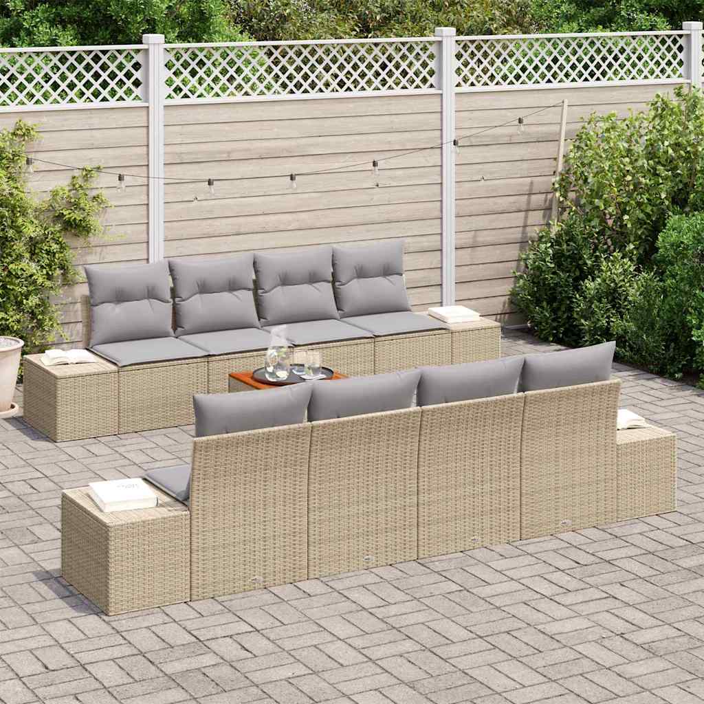 Tuinbankenset met opslag 9 pcs Beige en Licht Grijs poly rattan is nu te koop bij PeponiXL, paradijselijk wonen!