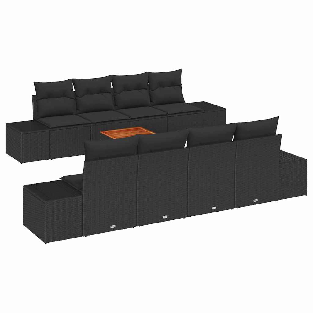 Tuinbankenset met opslag 9 pcs Zwart poly rattan is nu te koop bij PeponiXL, paradijselijk wonen!