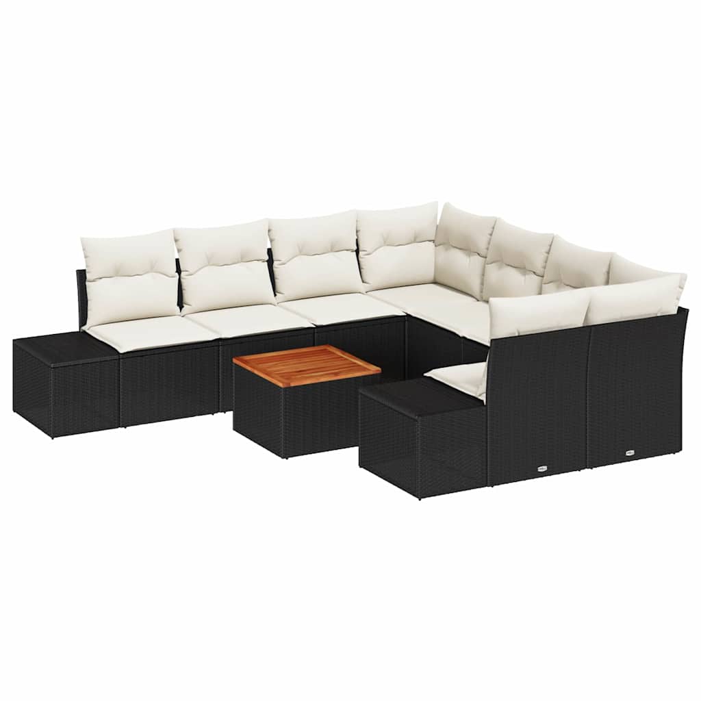Tuinbankenset met opslag 9 pcs Zwart en Crème poly rattan is nu te koop bij PeponiXL, paradijselijk wonen!