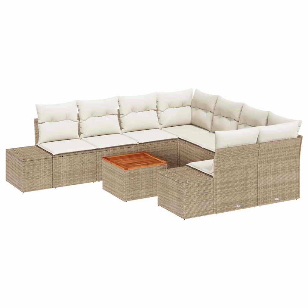 Tuinbankenset met opslag 9 pcs Beige en Crème poly rattan is nu te koop bij PeponiXL, paradijselijk wonen!