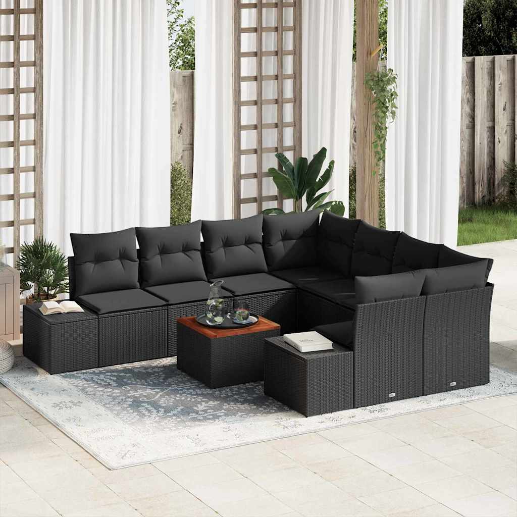 Tuinbankenset met opslag 9 pcs Zwart poly rattan is nu te koop bij PeponiXL, paradijselijk wonen!