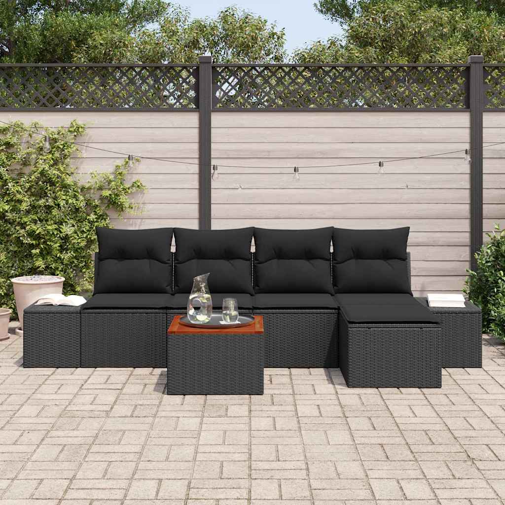 Tuinbankenset met opslag 6 pcs Zwart poly rattan is nu te koop bij PeponiXL, paradijselijk wonen!