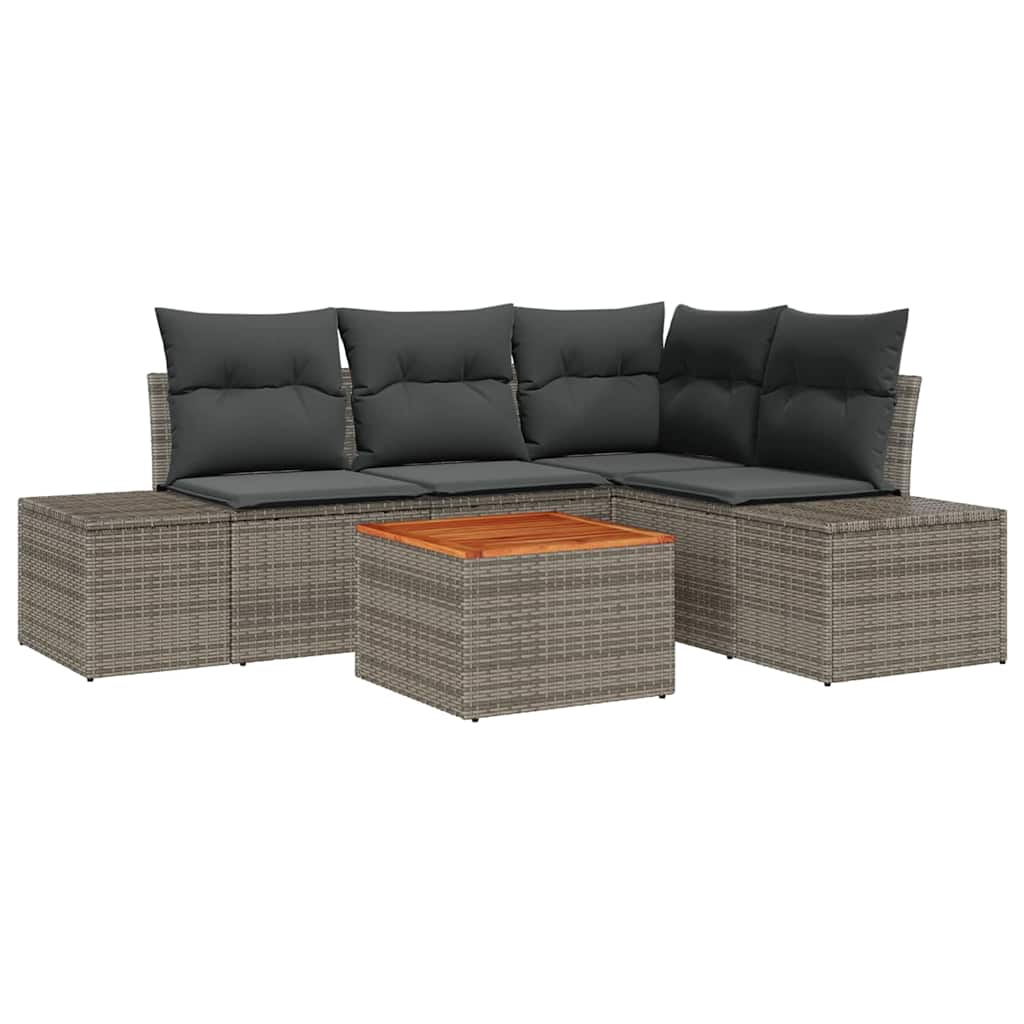 Tuinbankenset met opslag 5 pcs Grijs poly rattan is nu te koop bij PeponiXL, paradijselijk wonen!