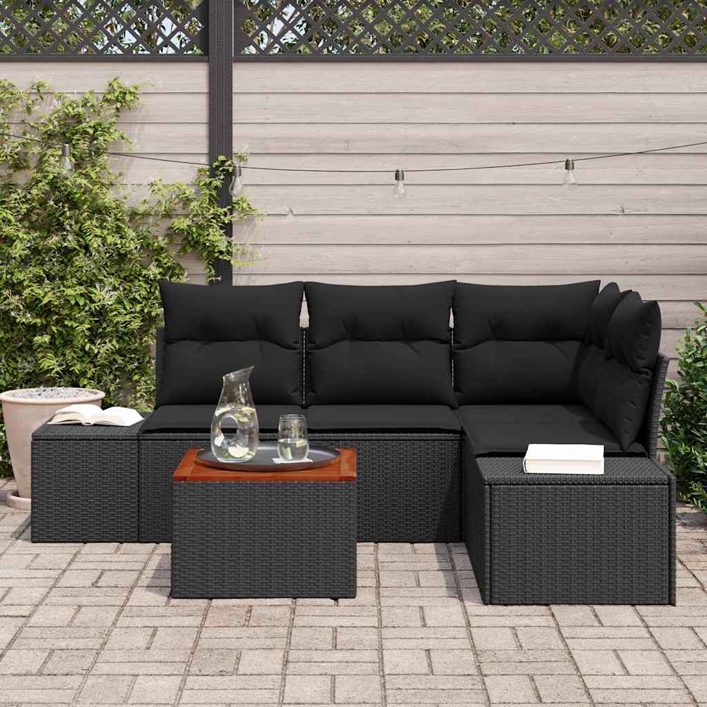 Tuinbankenset met opslag 5 pcs Zwart poly rattan is nu te koop bij PeponiXL, paradijselijk wonen!