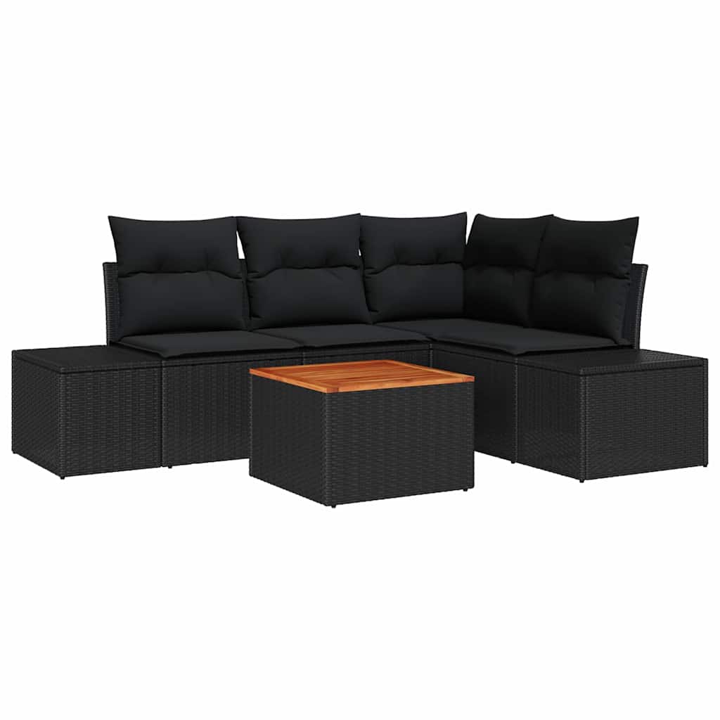 Tuinbankenset met opslag 5 pcs Zwart poly rattan is nu te koop bij PeponiXL, paradijselijk wonen!