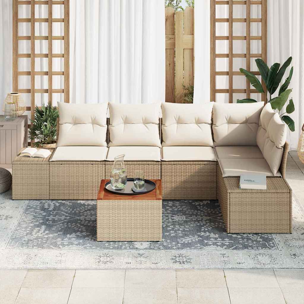 Tuinbankenset met opslag 6 pcs Beige en Crème poly rattan is nu te koop bij PeponiXL, paradijselijk wonen!