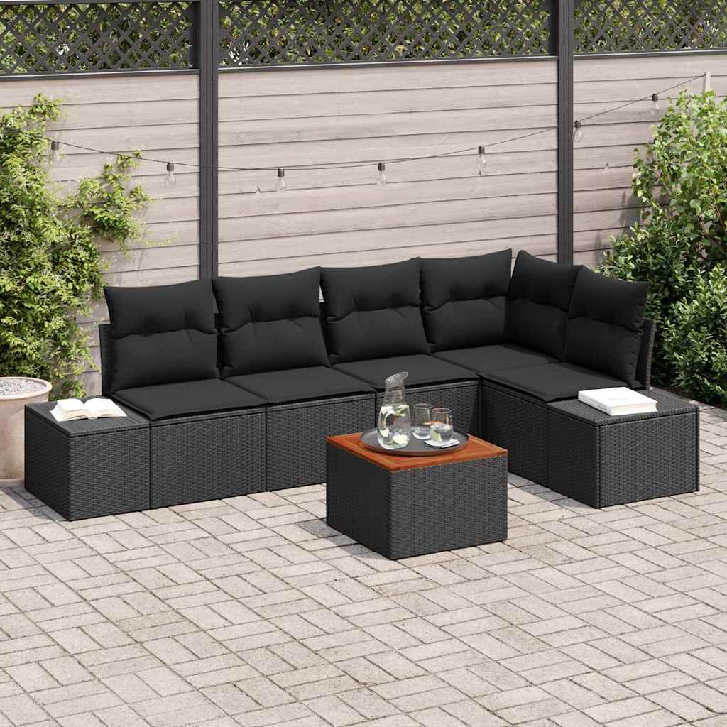 Tuinbankenset met opslag 6 pcs Zwart poly rattan is nu te koop bij PeponiXL, paradijselijk wonen!