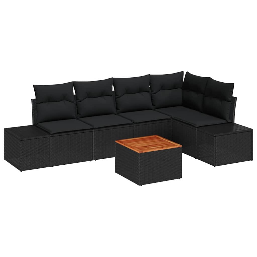 Tuinbankenset met opslag 6 pcs Zwart poly rattan is nu te koop bij PeponiXL, paradijselijk wonen!