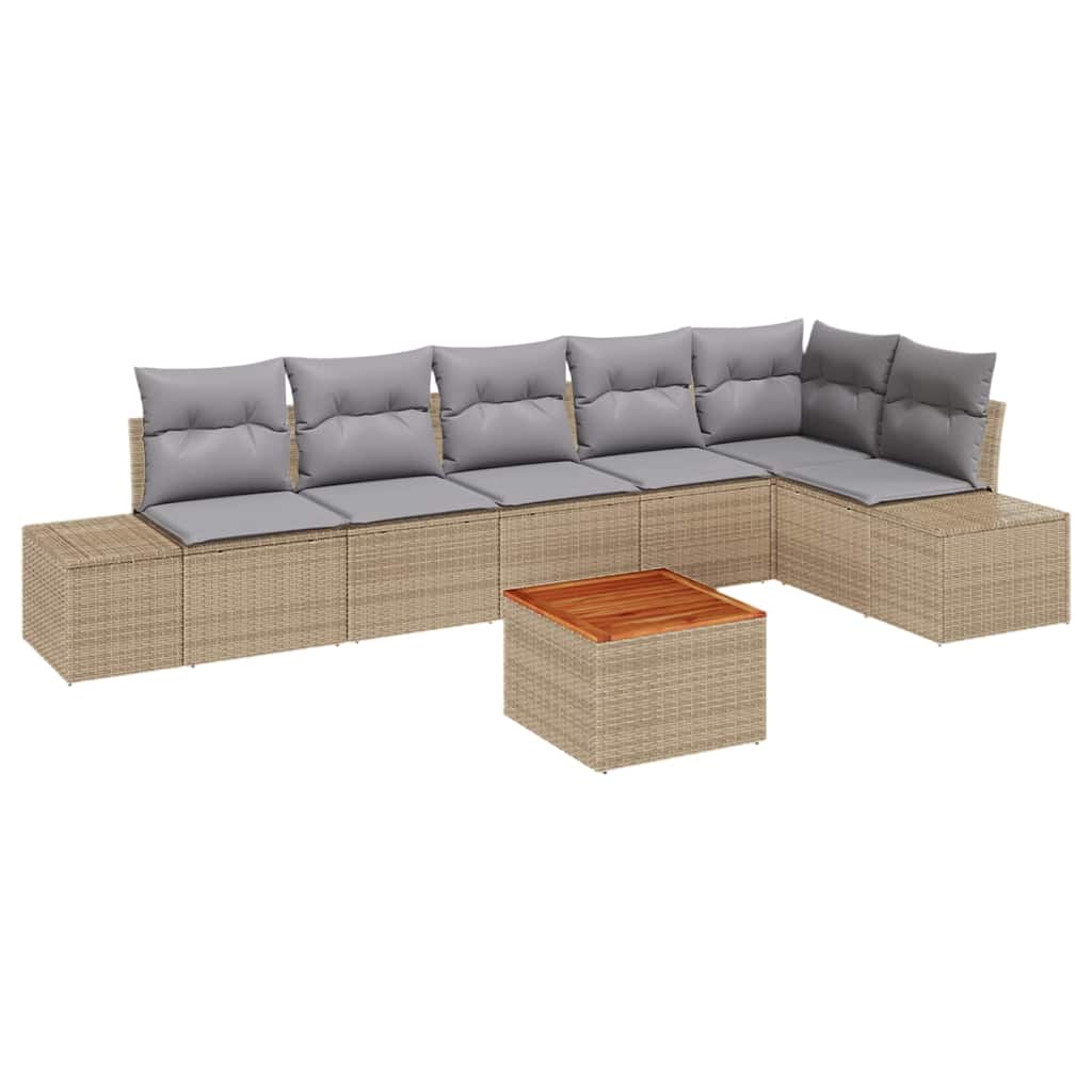 Tuinbankenset met opslag 7 pcs Beige en Licht Grijs poly rattan is nu te koop bij PeponiXL, paradijselijk wonen!