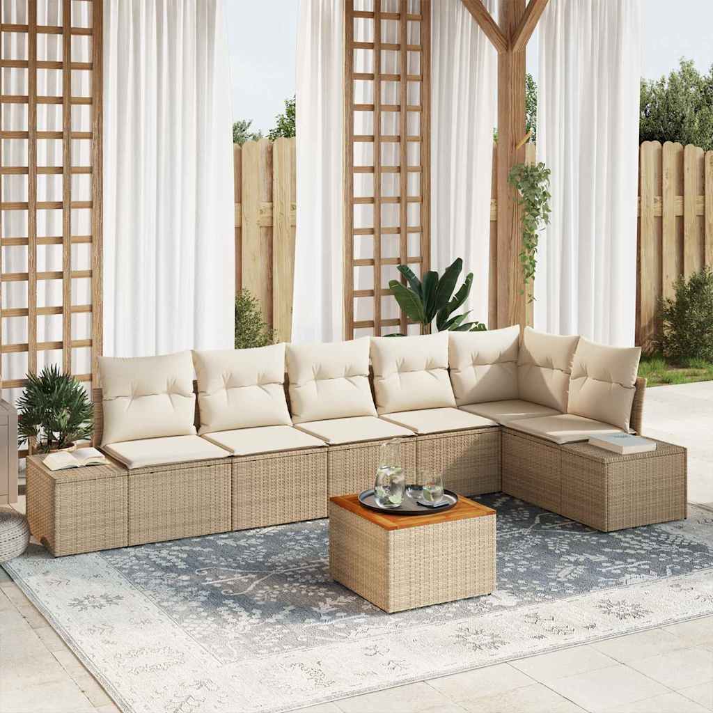 Tuinbankenset met opslag 7 pcs Beige en Crème poly rattan is nu te koop bij PeponiXL, paradijselijk wonen!
