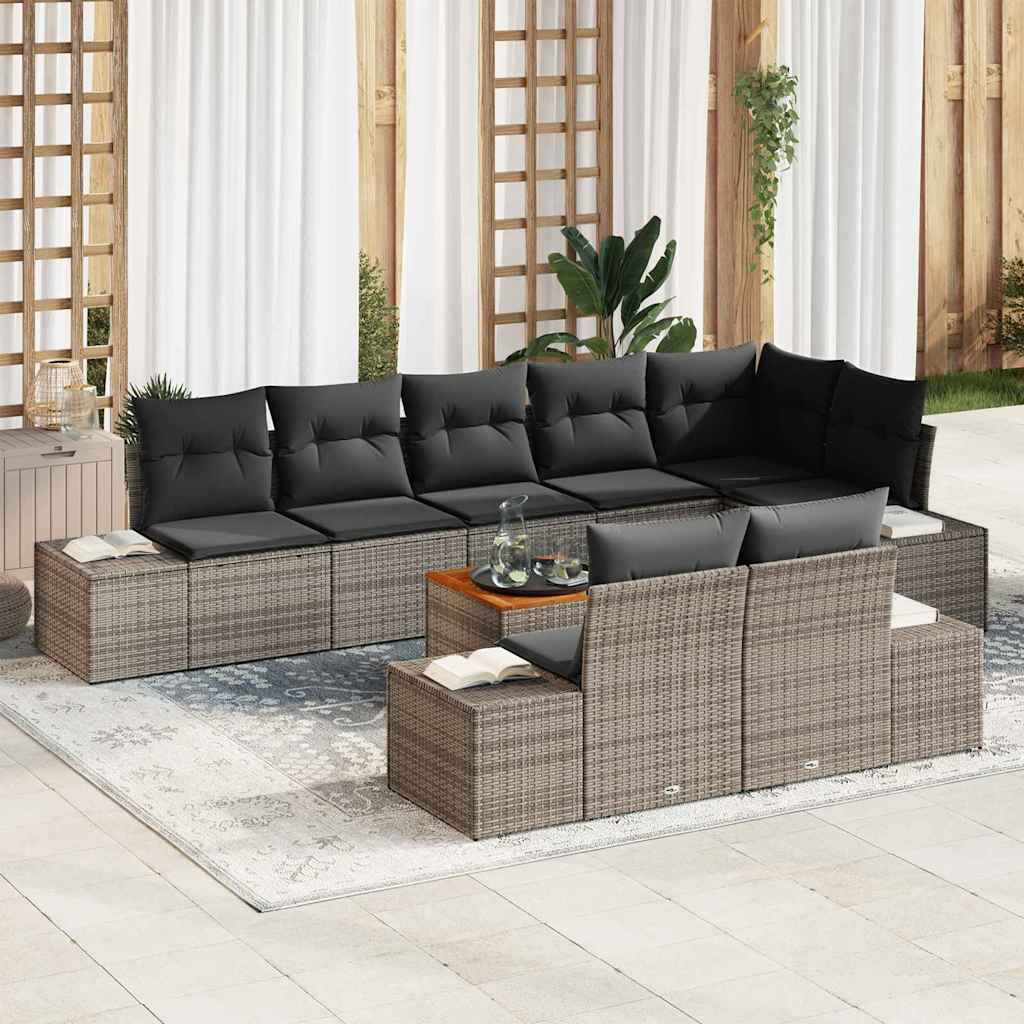 Tuin Sofa Set met opslag 9 pcs Grijs is nu te koop bij PeponiXL, paradijselijk wonen!