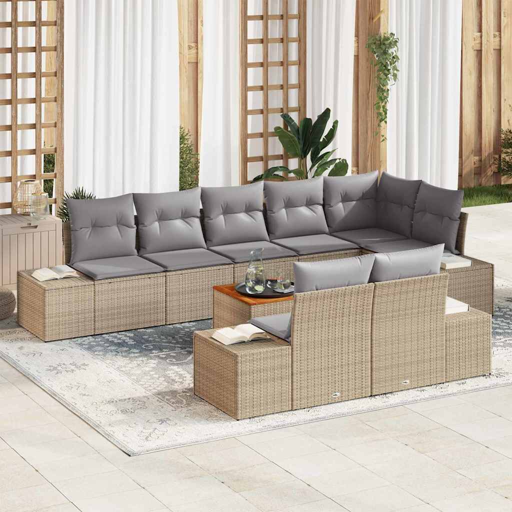 Tuin Sofa Set met opslag 9 pcs beige en lichtgrijs is nu te koop bij PeponiXL, paradijselijk wonen!
