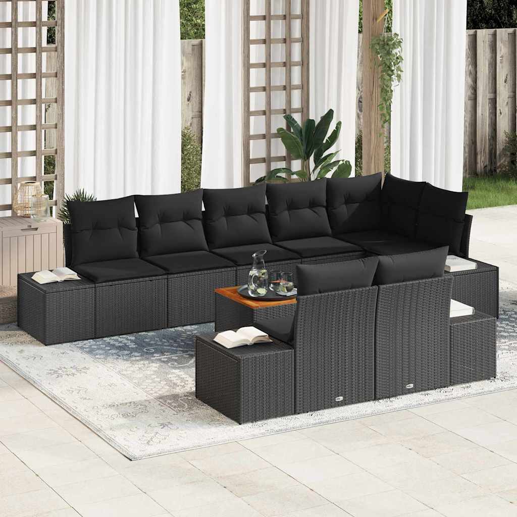Tuin Sofa Set met opslag 9 pcs Zwart is nu te koop bij PeponiXL, paradijselijk wonen!