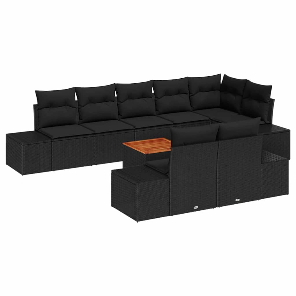 Tuin Sofa Set met opslag 9 pcs Zwart is nu te koop bij PeponiXL, paradijselijk wonen!
