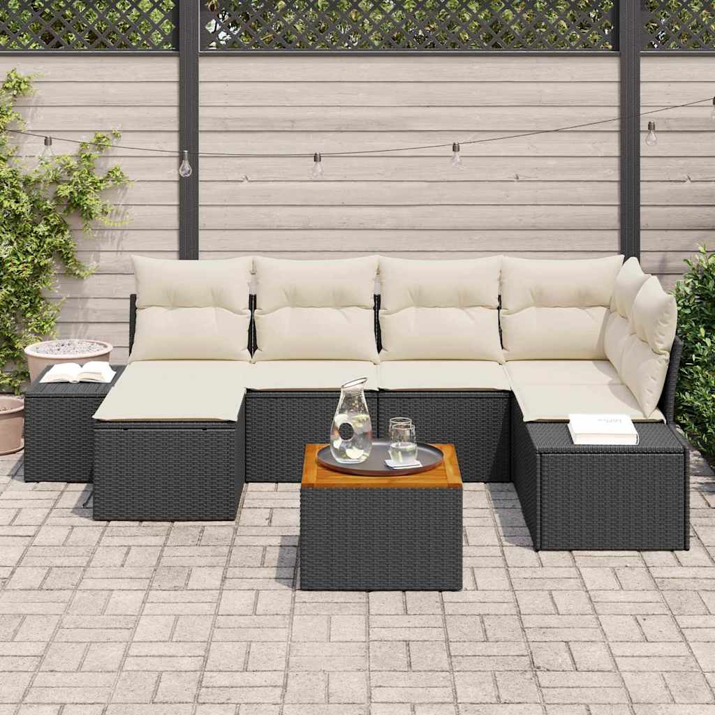 Tuin Sofa Set 7 pcs Zwart en wit is nu te koop bij PeponiXL, paradijselijk wonen!