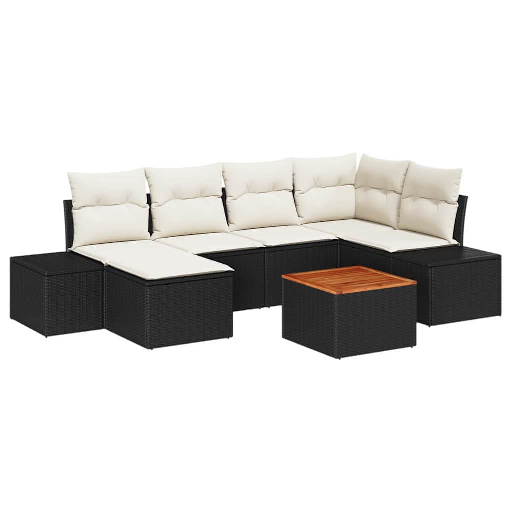 Tuin Sofa Set 7 pcs Zwart en wit is nu te koop bij PeponiXL, paradijselijk wonen!