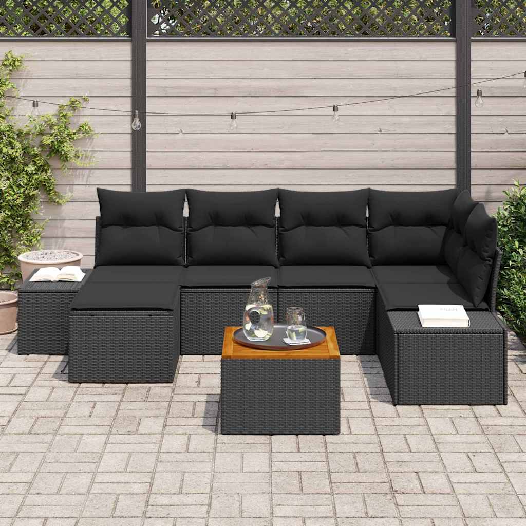 Tuin Sofa Set 7 pcs Zwart is nu te koop bij PeponiXL, paradijselijk wonen!