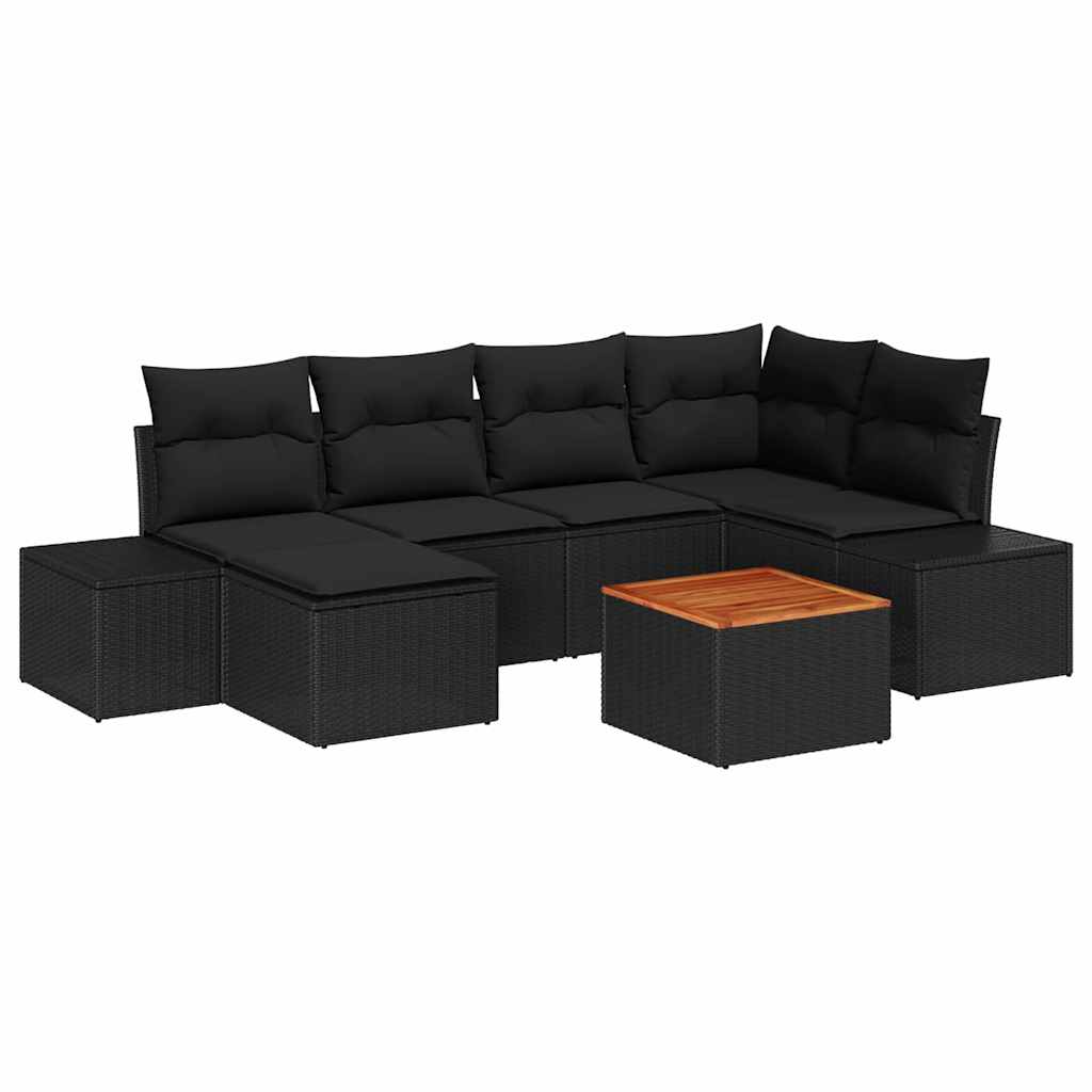 Tuin Sofa Set 7 pcs Zwart is nu te koop bij PeponiXL, paradijselijk wonen!