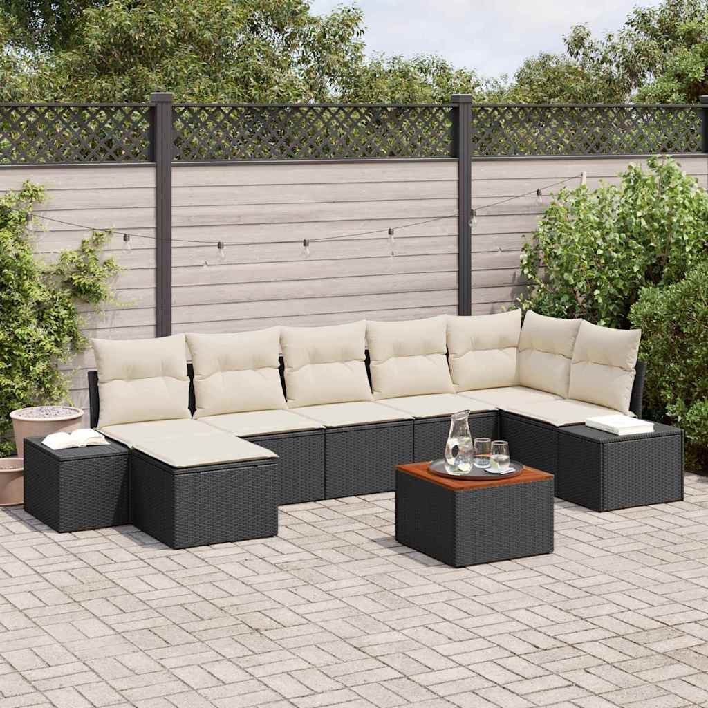 Tuin Sofa Set 8 pcs Zwart en wit is nu te koop bij PeponiXL, paradijselijk wonen!
