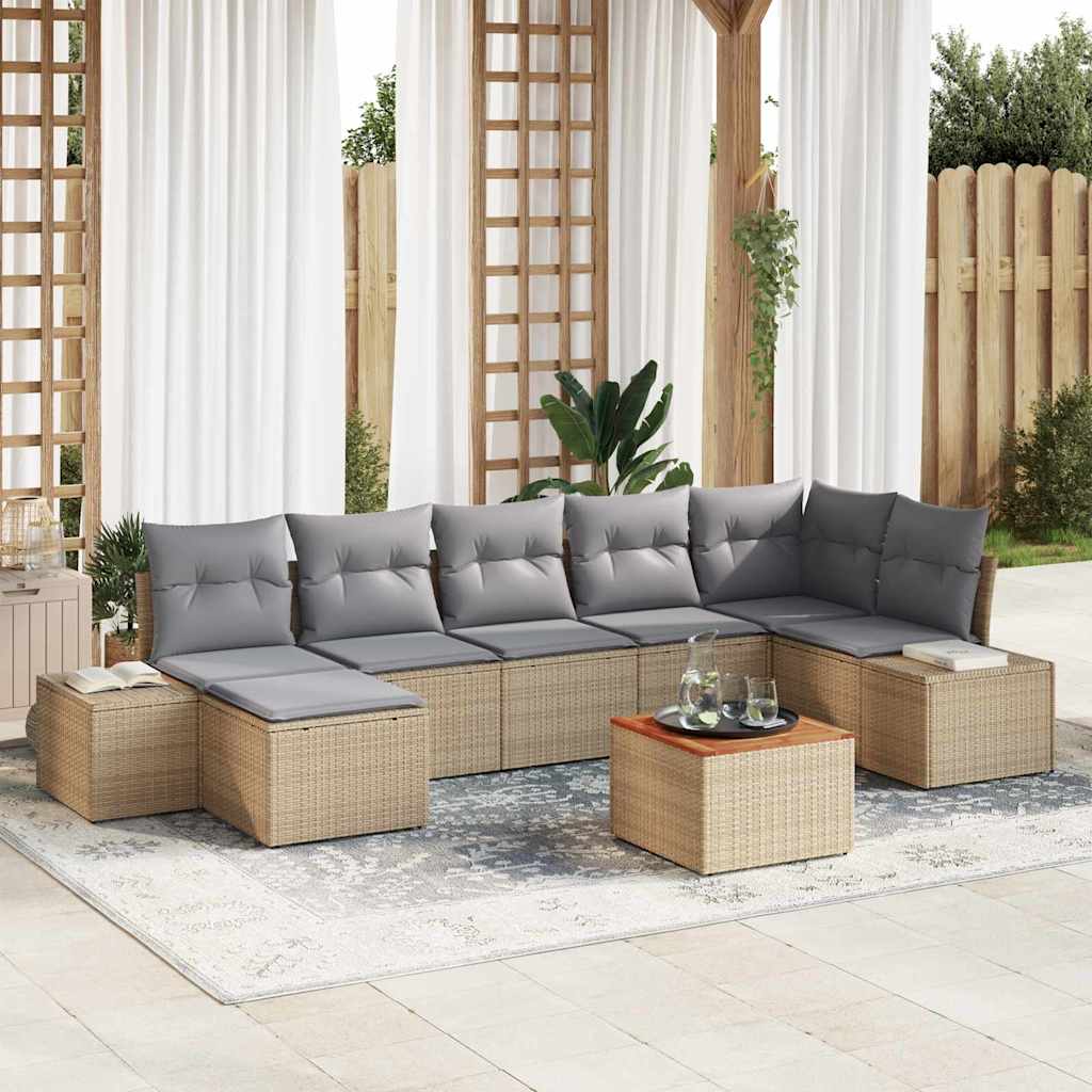 Tuin Sofa Set 8 pcs beige en lichtgrijs is nu te koop bij PeponiXL, paradijselijk wonen!