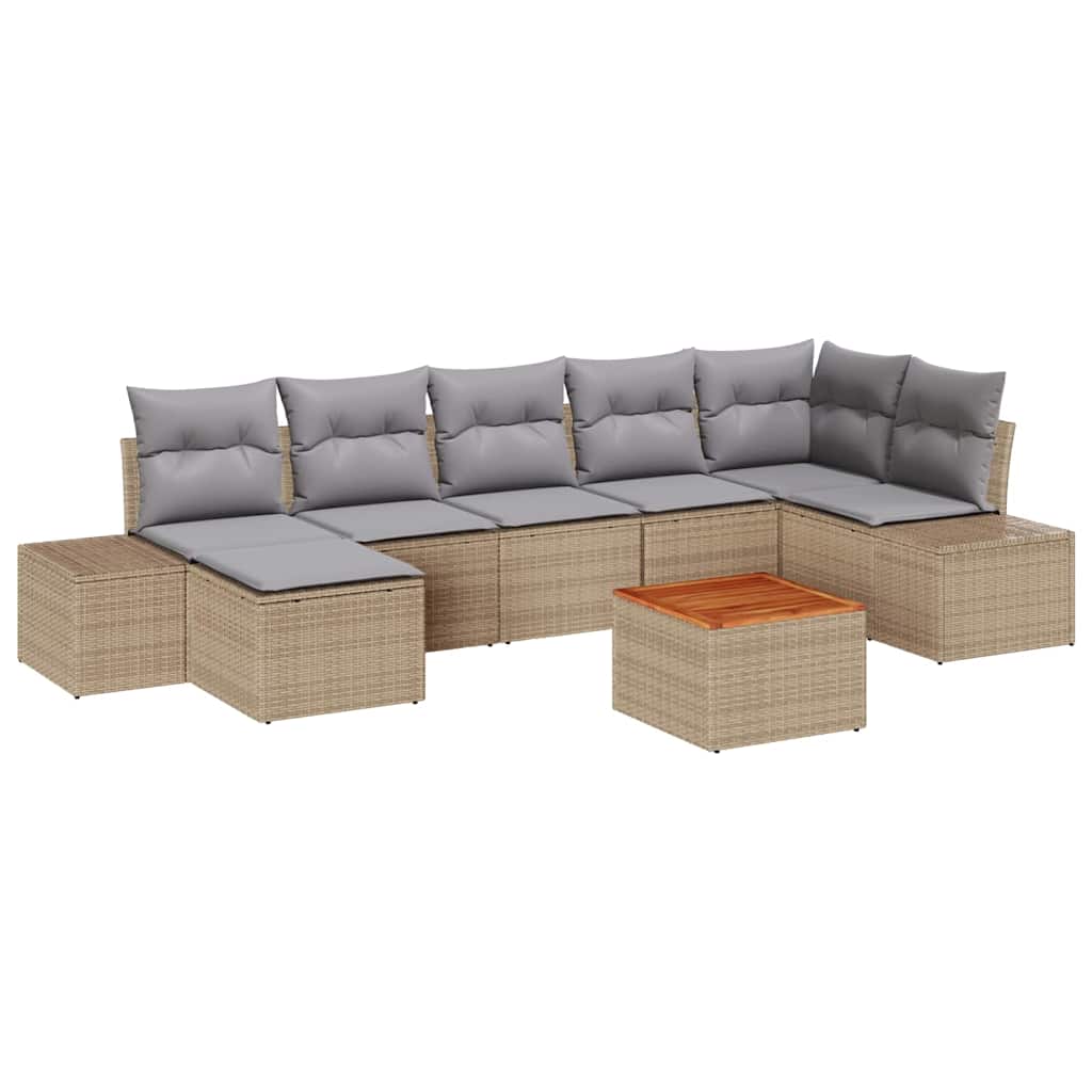Tuin Sofa Set 8 pcs beige en lichtgrijs is nu te koop bij PeponiXL, paradijselijk wonen!