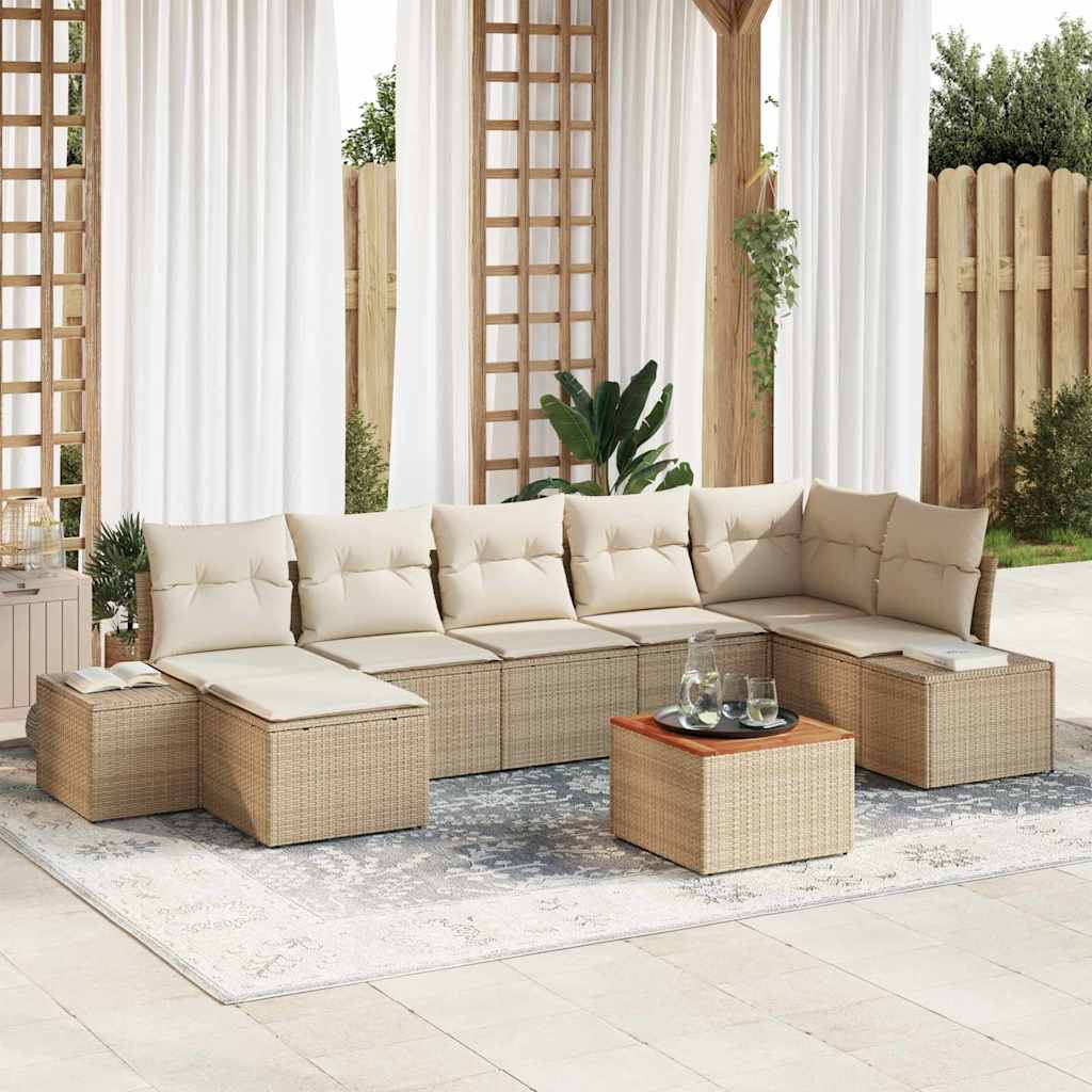 Tuin Sofa Set 8 pcs Beige en wit is nu te koop bij PeponiXL, paradijselijk wonen!