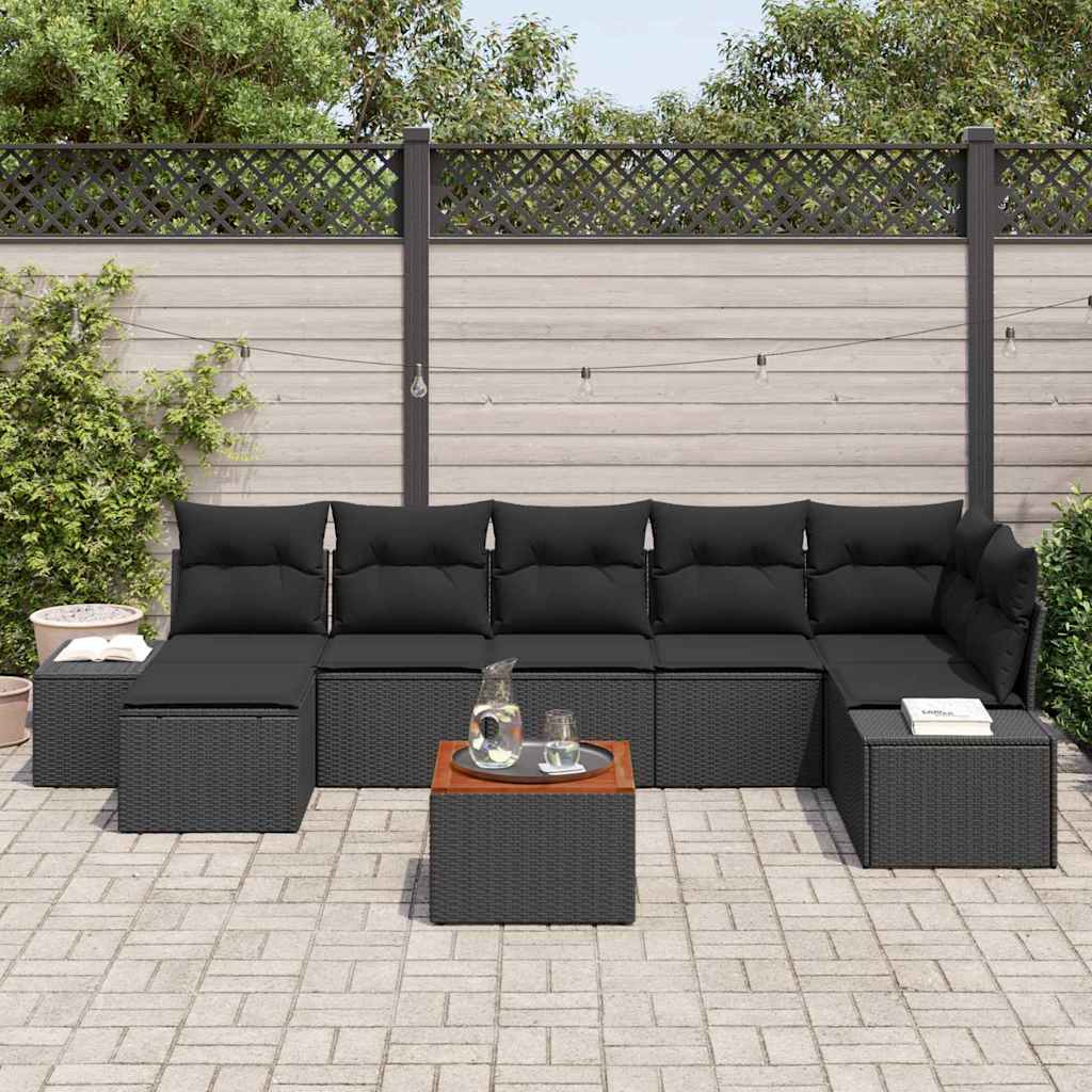 Tuin Sofa Set 8 pcs Zwart is nu te koop bij PeponiXL, paradijselijk wonen!