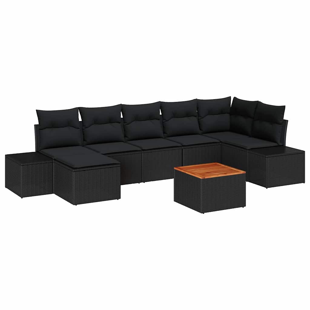 Tuin Sofa Set 8 pcs Zwart is nu te koop bij PeponiXL, paradijselijk wonen!