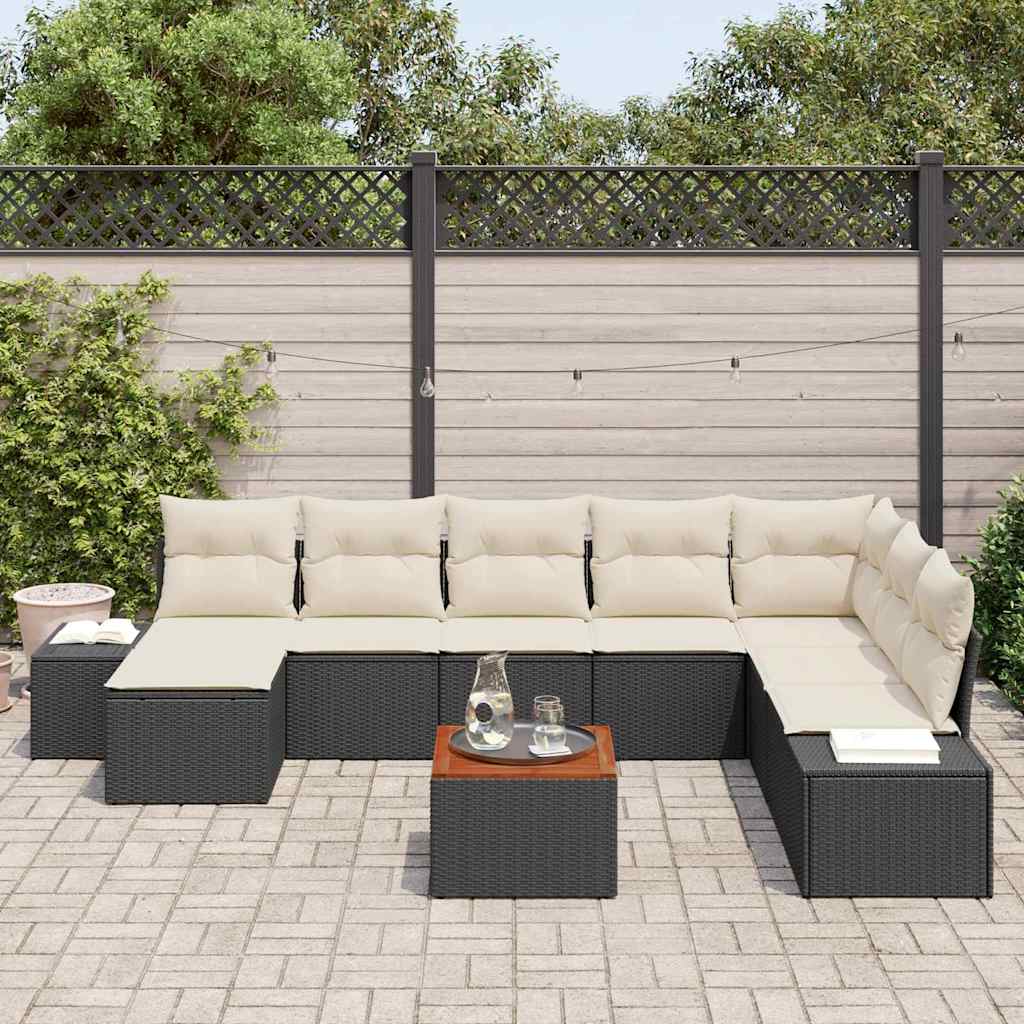 Tuin Sofa Set 9 pcs Zwart en wit is nu te koop bij PeponiXL, paradijselijk wonen!