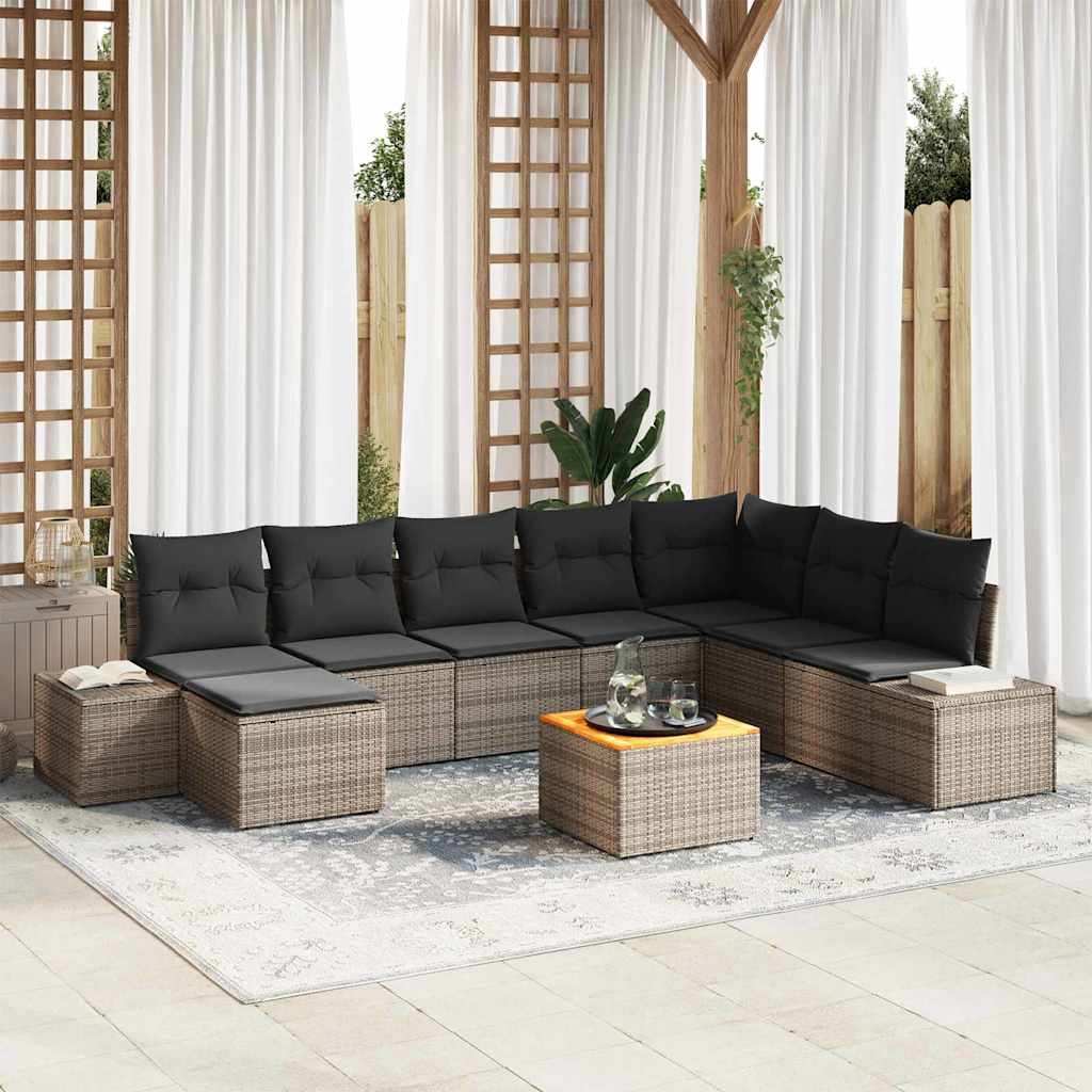 Tuin Sofa Set 9 pcs Grijs is nu te koop bij PeponiXL, paradijselijk wonen!