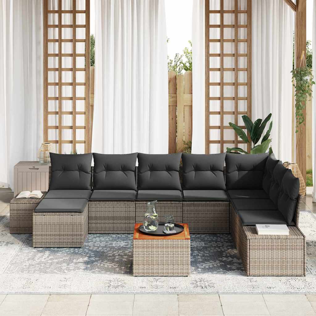 Tuin Sofa Set 9 pcs Grijs is nu te koop bij PeponiXL, paradijselijk wonen!