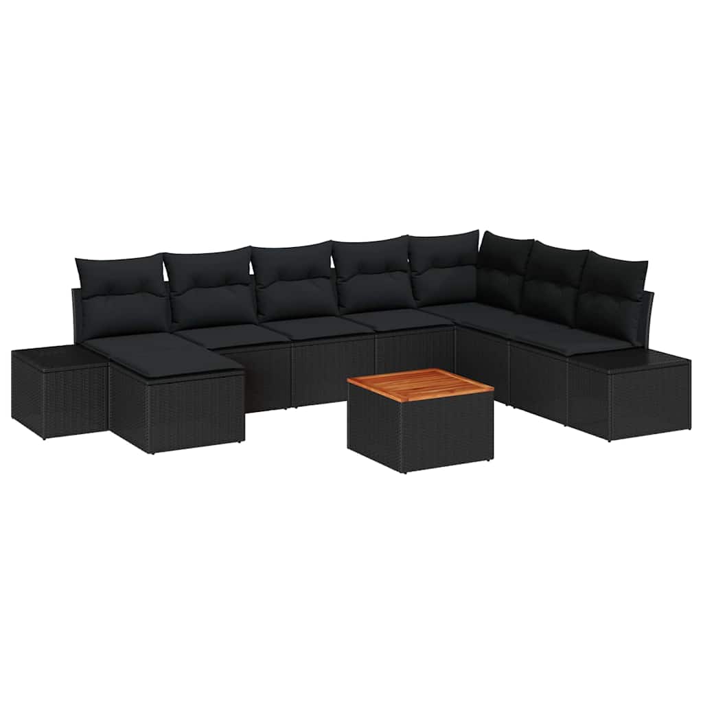 Tuin Sofa Set 9 pcs Zwart is nu te koop bij PeponiXL, paradijselijk wonen!