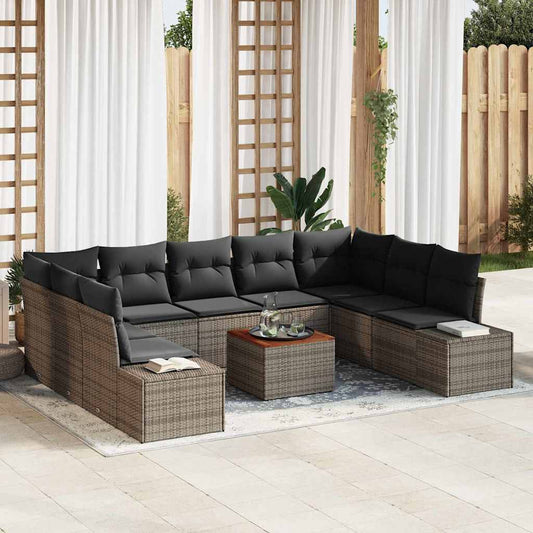 Tuin Sofa Set met opslag 10 pcs Grijs is nu te koop bij PeponiXL, paradijselijk wonen!
