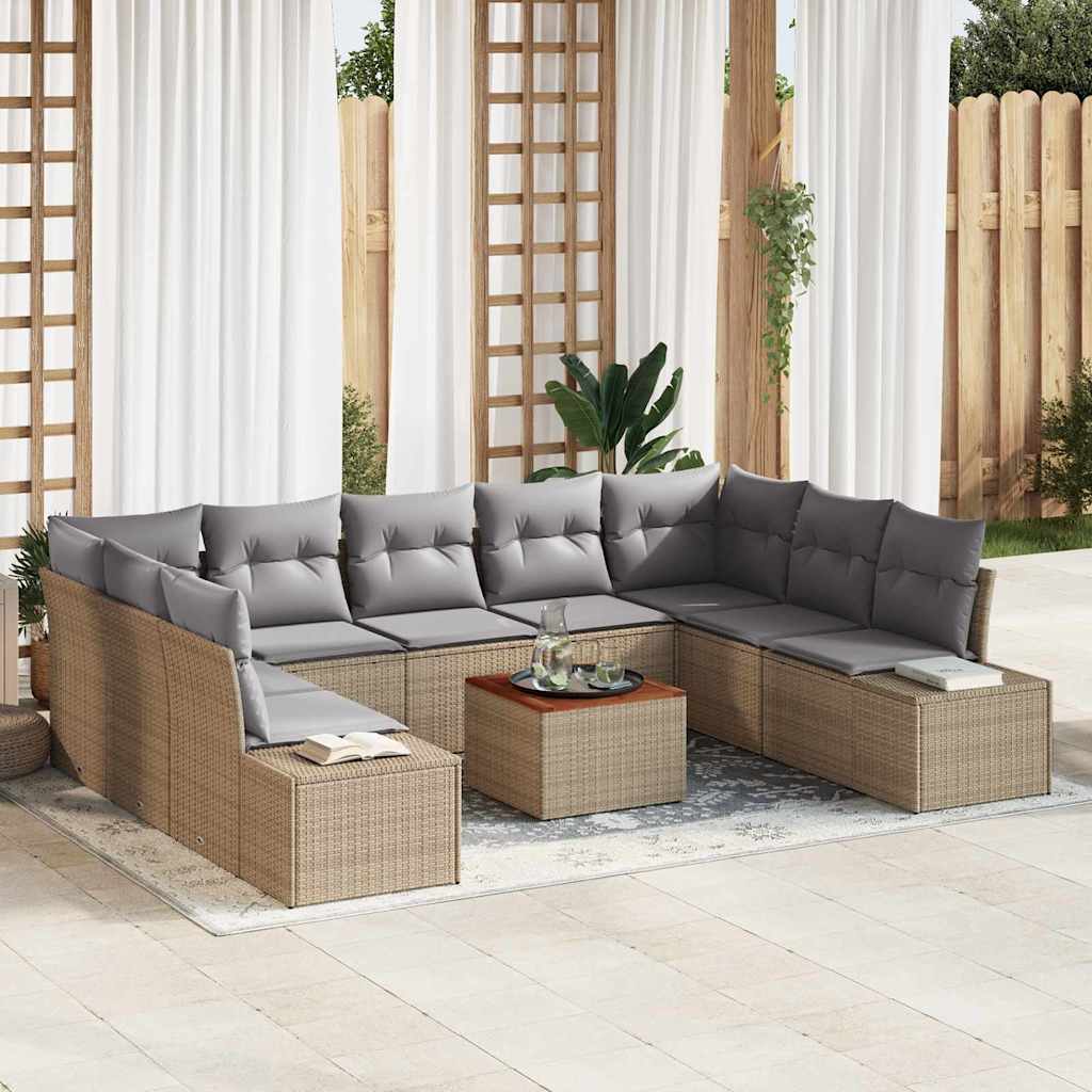 Tuin Sofa Set met opslag 10 pcs beige en lichtgrijs is nu te koop bij PeponiXL, paradijselijk wonen!