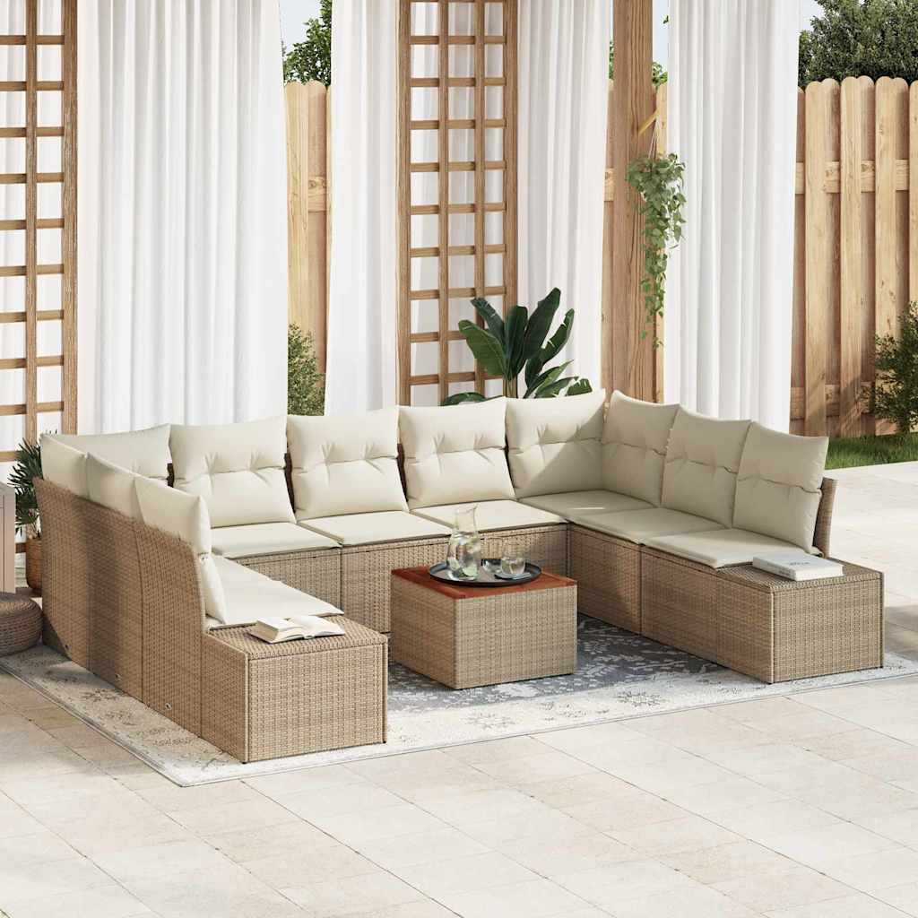 Tuin Sofa Set met opslag 10 pcs Beige en wit is nu te koop bij PeponiXL, paradijselijk wonen!