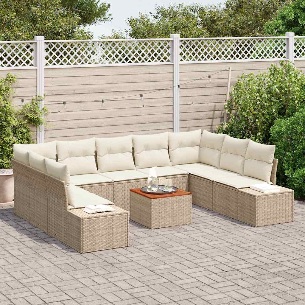 Tuin Sofa Set met opslag 10 pcs Beige en wit is nu te koop bij PeponiXL, paradijselijk wonen!