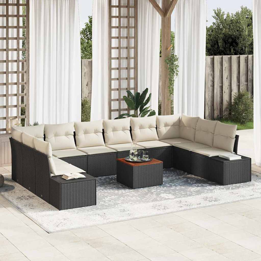 Tuin Sofa Set 11 pcs Zwart en wit is nu te koop bij PeponiXL, paradijselijk wonen!