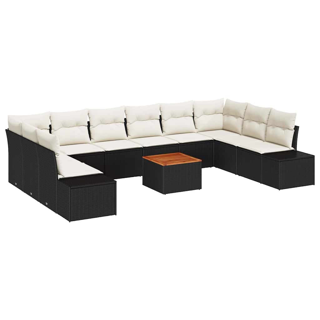 Tuin Sofa Set 11 pcs Zwart en wit is nu te koop bij PeponiXL, paradijselijk wonen!