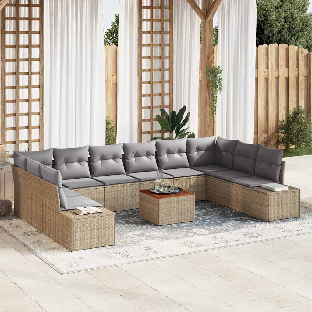 Tuin Sofa Set met opslag 11 pcs beige en lichtgrijs is nu te koop bij PeponiXL, paradijselijk wonen!