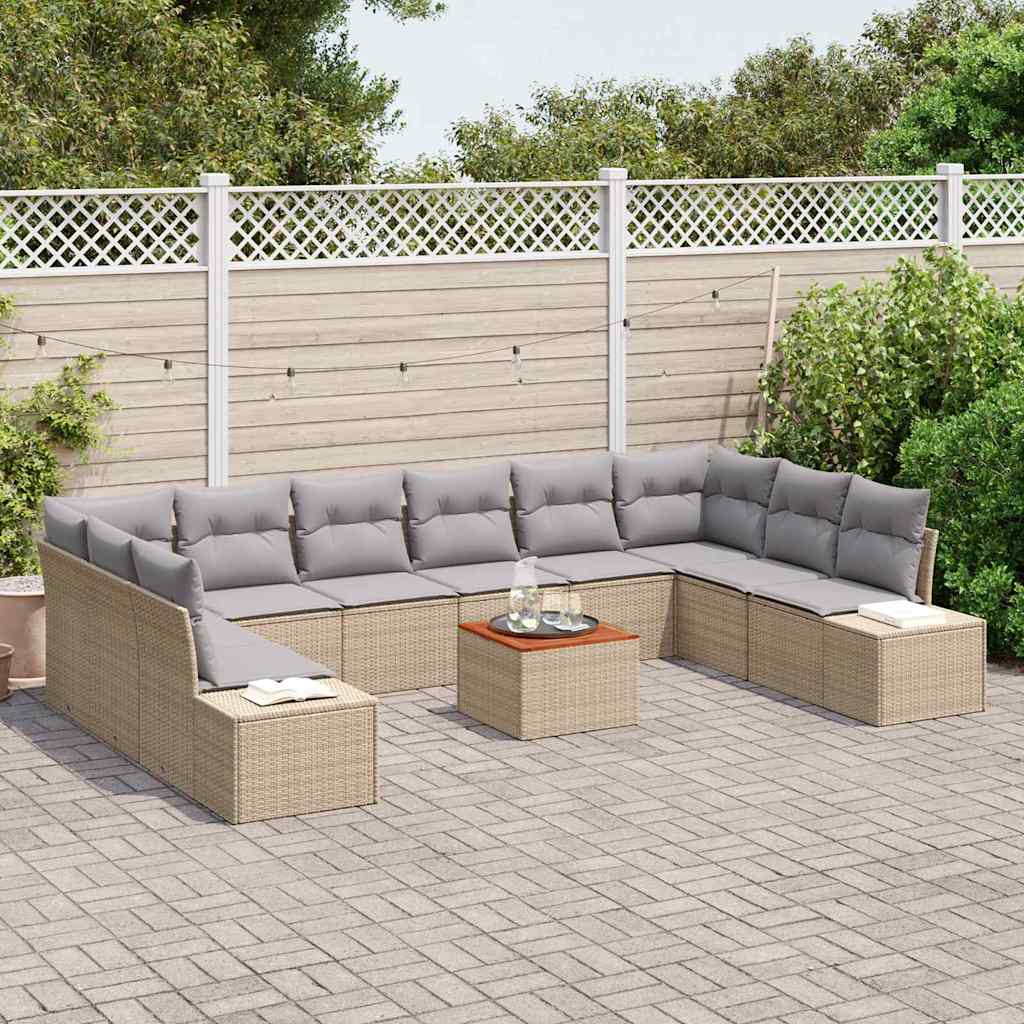 Tuin Sofa Set met opslag 11 pcs beige en lichtgrijs is nu te koop bij PeponiXL, paradijselijk wonen!