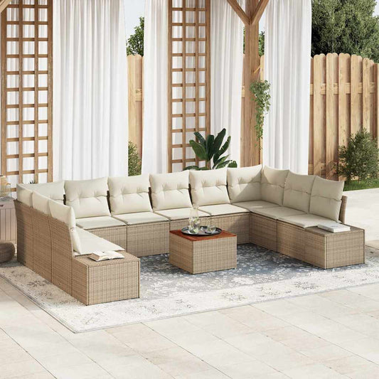 Tuin Sofa Set met opslag 11 pcs Beige en wit is nu te koop bij PeponiXL, paradijselijk wonen!
