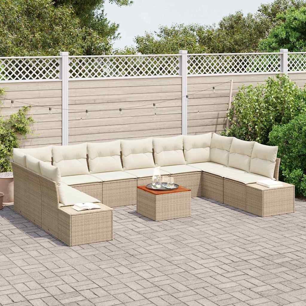 Tuin Sofa Set met opslag 11 pcs Beige en wit is nu te koop bij PeponiXL, paradijselijk wonen!