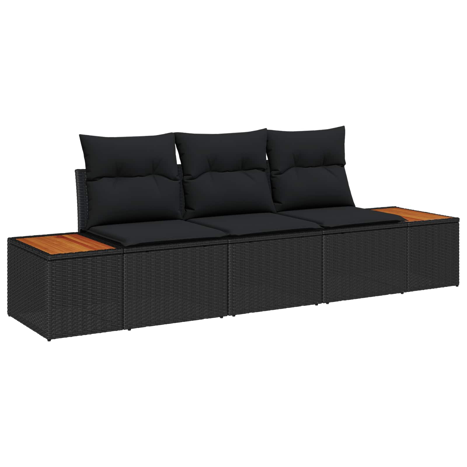 Tuin Sofa Set met kussen met opslag 3 pcs Zwart Poly riet is nu te koop bij PeponiXL, paradijselijk wonen!
